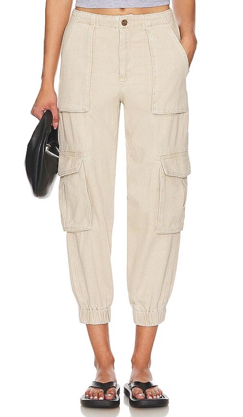 AllSaints Sz 10 Freda Pants Cargo Joggers Beige Cream Khaki Women’s Nice!